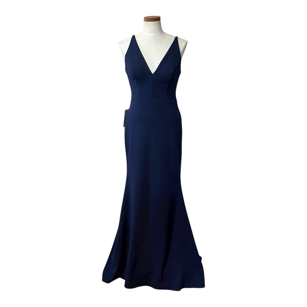 BHLDN Jones Sleeveless V-Neck Stretch Crepe Maxi Dress Midnight Navy Sz 10